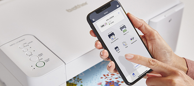 Using easy wireless connection to Brother's MFC-J1205W printer from a smartphone